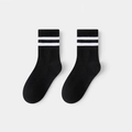 Classic black mid-calf crew socks with white stripes for kids sports and school wear - 1-2Y XS / Plain Striped Black (5 Pairs)