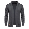 Cardigan da uomo grigio scuro in maglia con design aperto e polsini a costine stile casual - S / grigio scuro