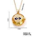 Golden stainless steel necklace featuring a crystal evil eye pendant in blue and yellow - Blue and Yellow Colorful Style (N00921-48)