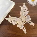 Pearlescent mermaid butterfly hair claw clip with holographic finish and cutout wings - Large Butterfly 9cm / Iridescent Yellow