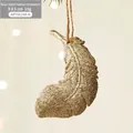 Ciondolo ad ala in resina oro champagne con glitter e corda di iuta, misura 8x5cm - Piuma Dorata