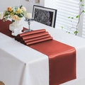 Luxurious red satin table runner with smooth silk texture for elegant dining decor - 30x275cm / Terracotta