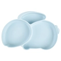 Blue silicone baby divided plate with animal design and suction base for kids - Y5 Single Plate (Blue/Cartoon Divided)