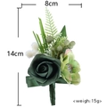 Dunkelgrüne PE-Rosenansteckblume mit Beeren und Blättern für Hochzeitszeremonien - Ansteckblume