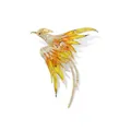 Elegante spilla a fenice in stile cinese dorata con pietre arancioni, misura 6,2 cm - Smalto Giallo Fenice