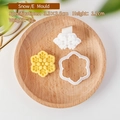 Mini snowflake cookie mold stamp for Christmas baking, 3.3x3.6cm white plastic tool - Snowflake E