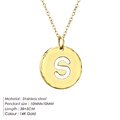 Gold plated stainless steel necklace with hollow letter S pendant on a 38cm chain - Letter S (S-14K Gold)