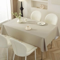 Waterproof cream white faux leather tablecloth in a solid minimalist rectangular design - Milk Coffee