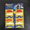 Set mit 12 selbstklebenden Party-Schnurrbärten in sechs Stilen und drei Farben - Rot Blau und Weiß gemischtes Schnurrbart-Set