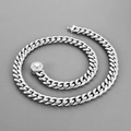Cadena cubana de 10mm en acero inoxidable plateado pulido con cierre de diamantes incrustados - Pulsera 20CM / Color Acero (Hebilla de Diamantes de Imitación)