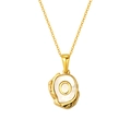 Titanium gold plated shell letter O pendant necklace with irregular molten metal frame - Letter O