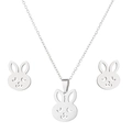 Elegant silver rabbit jewelry set with hollowed facial details for women and girls - Rabbit / Steel