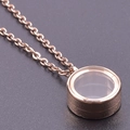 Rose gold stainless steel round glass locket necklace with transparent photo window - Inner Diameter 10mm / Rose Gold