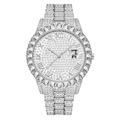 Luxury silver-tone iced out watch set with Roman numerals and full crystal link strap - All Silver Single