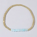 Fashionable gold copper beads bracelet with eleven light blue faceted abacus stones - Light Blue