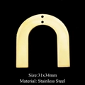 Detailansicht eines 31x34mm goldfarbenen Edelstahl-Schmuckzubehörs in U-Form - Bogen U-Form Gold (LA402-2x5)