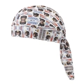 Elastic bandana with colorful geometric patterns and football helmet prints for sports - One Size / White Multi-color Helmet Print