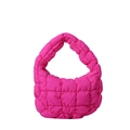 Chic magenta pleated cloud bag with quilted puffer design and integrated top handle - 20*14*6 / Rose Red