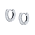 Sparkling S925 silver hoop earrings with two rows of white zircon stones for women - Silver Simple Row Zircon