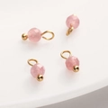 Pink faceted stone pendants with gold metal rings for DIY jewelry making set of 4 - 4mm (5 Pcs/Pack) / Pink Tourmaline