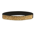 Detail of black elastic waist belt with sparkling gold rhinestone rectangle panel - Gold Narrow / Model 14