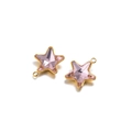 Pink crystal star pendant with golden metal border and ring for DIY jewelry making - Light Pink