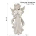 Sculpture d'ange en prière blanc antique en résine avec ailes et couronne de fleurs - Statuette d'Ange en Prière (Antique)