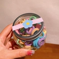 Colorful high elasticity seamless hair ties for kids in a transparent jar with silver lid - Jar / 4# Spring (Mixed Colors)