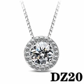 Macro detail of round halo pendant necklace with sparkling 2ct zircon and box chain - Style DZ20 [1 Carat, No Chain]