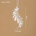 Sparkling white glitter leaf ornament for Christmas tree decoration 14x5cm size - Champagne Leaf
