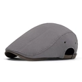 Striped grey and brown contrast newsboy cap with metal eyelets and adjustable buckle - Medium Grey