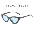 Occhiali da sole vintage cat eye con montatura nera spessa e lenti azzurre chiare - Montatura Nera Lenti Blu