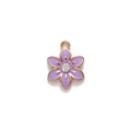 DIY purple flower pendant charm with gold metal edges and a central white crystal - Purple Iridescent Rhinestone