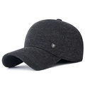 Dunkelgraue Winter-Baseballkappe für Herren aus dickem Tweed mit Ohrenklappen und M-Logo - Grau