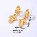 Orecchini a croce in oro lucido con dimensioni del prodotto e specifiche di peso - Stile Ciondolo a Croce Liscia (E01357-23)
