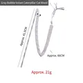 Grey plush caterpillar teaser wand for cats with a 41.5cm stick and 66cm long body - Grey Bean Velvet Caterpillar