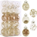 Set di 24 palline di Natale trasparenti e dorate da 6cm per decorazioni natalizie - 6cm / Oro Chiaro