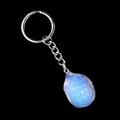 Mini hedgehog keychain with light blue textured teardrop stone and silver metal chain - Opal (Synthetic)