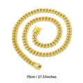 Classic 13mm iced out Cuban link chain in gold finish with 70cm length and zircon stones - 70cm / Gold