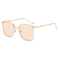 Square metal sunglasses in light gold frame with vintage amber translucent lenses - Gold Frame Clear Brown Lens