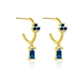 Eleganti orecchini in argento S925 dorato con zirconi blu scuro in design a goccia - Argento 925 / Oro 18K Pietra Blu
