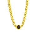 Collana a catena chunky dorata con pendente rotondo nero e dettagli in numeri romani - Stile Piastra Rotonda con Numeri Romani / Oro