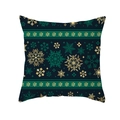 Dark green square pillowcase with gold snowflake pattern for Christmas home decor - Gold Green Snowflake - Dark Green