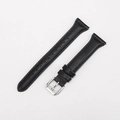 Λεπτό μαύρο λουράκι από γνήσιο δέρμα για iWatch με ασημί αγκράφα και φυσική υφή - Στυλ Δέρματος Μικροϊνών / 20mm / Μαύρο