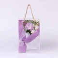 Coffret cadeau bouquet d'œillets violets tricotés dans un sac transparent avec ruban - Gradient Light Purple Carnation Medium Pack