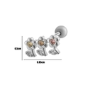 Silver cartilage stud featuring three colorful flower gems in yellow, orange and pink - 5# Silver