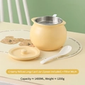 1400ML large cream ceramic lard pot with stainless steel filter and spoon - 1400ml Cream Yellow (With Filter + Spoon)