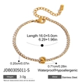 18K gold plated stainless steel bracelet featuring zircon paved letter S pendant - Letter S (JDB0305011-S)
