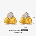 Minimalistische geometrische driehoek oorbellen in tweekleurig goud en zilver staal - Tweekleurige driehoekige oorknopjes