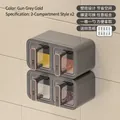 Wall-mounted seasoning box set in gunmetal gold finish with clear viewing windows - 4-Grid (With Spoon + Label) / Gun Grey Gold